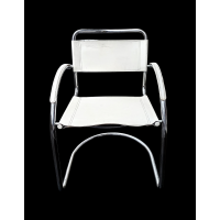 Fotel rurowy w stylu Bauhaus, biała skóra, Włochy, lata 80. XX w